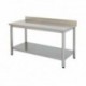 Tavolo sottopiano liscio, piano alzat. inox 800mm